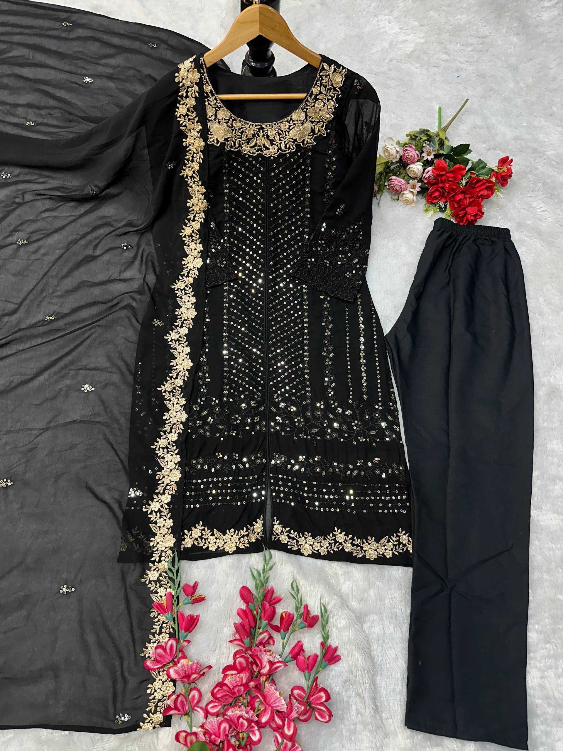 Ynf Georgette KESH523 073 Suits & Dresses Wholesale Embroidery Suits Georgette Suit Black Salwar Suit Manufacturer