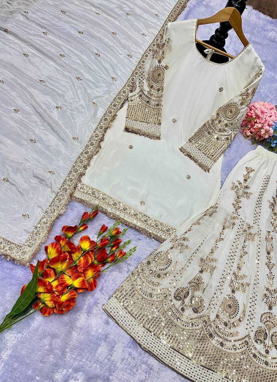 Ynf Georgette KESH523 078 Suits & Dresses Wholesale Embroidery Suits Georgette Suit White Salwar Suit Manufacturer