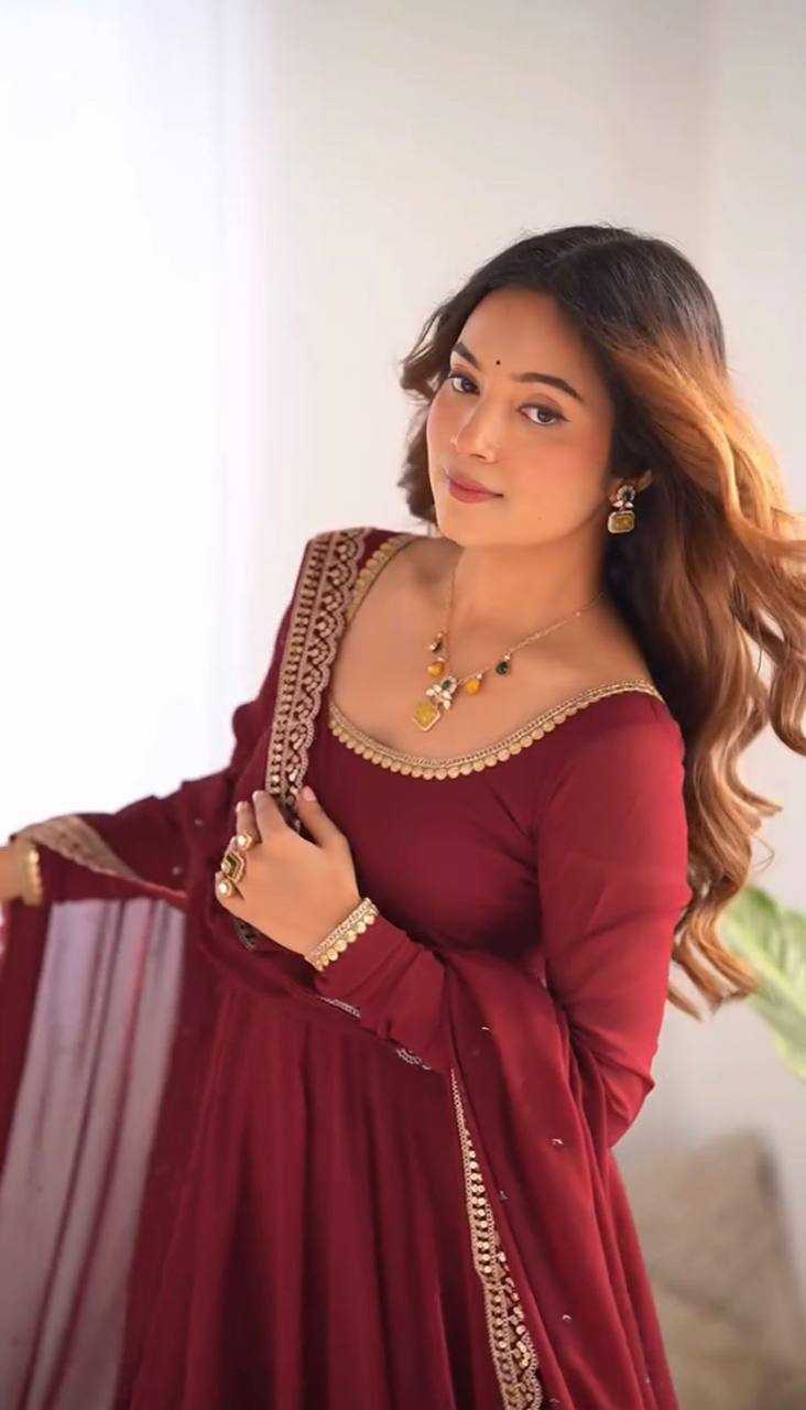 Ynf Georgette KESH523 239 Gowns Wholesale Fancy Gowns Embroidery Gowns Party Wear Gowns Manufacturer