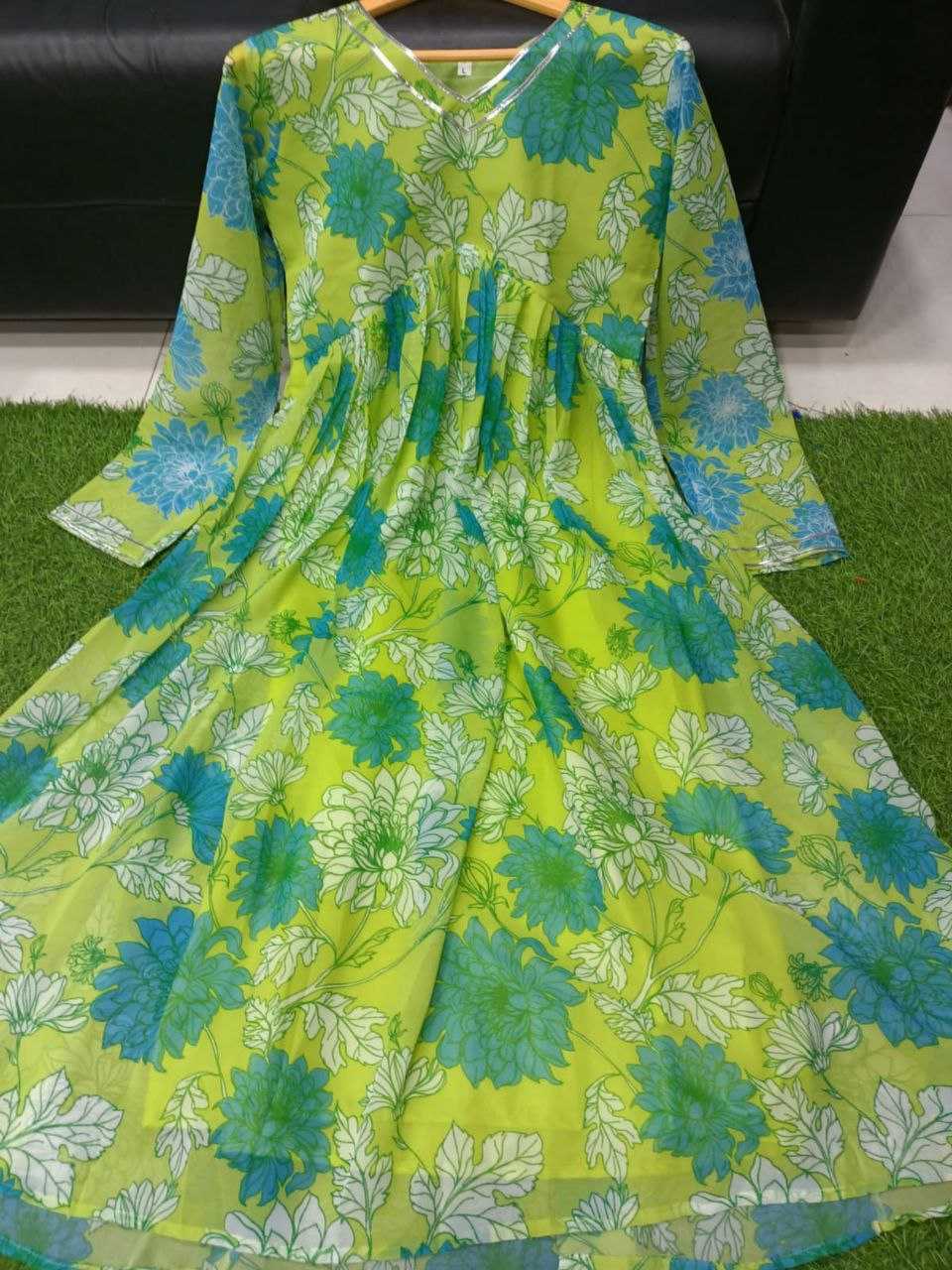 Ynf Georgette KESH527 303 Gowns Wholesale Printed Gowns Fancy Gowns Full Sleeve Gowns Manufacturer