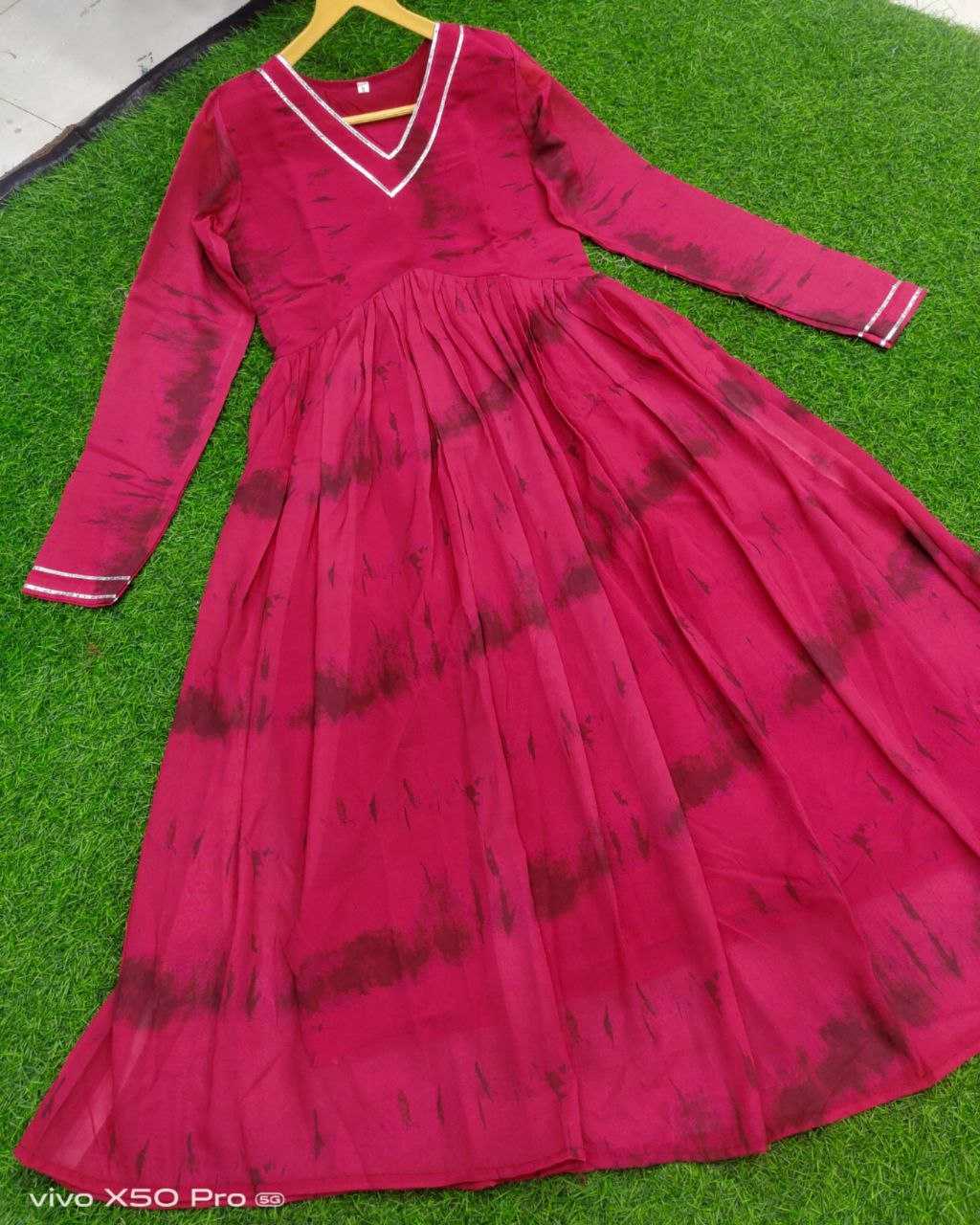 Ynf Georgette KESH527 304 Gowns Wholesale Printed Gowns Georgette Gown Full Sleeve Gowns Manufacturer