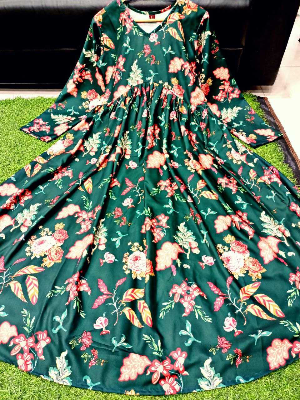 Ynf Georgette KESH527 307 Gowns Wholesale Printed Gowns Georgette Gown Full Sleeve Gowns Manufacturer