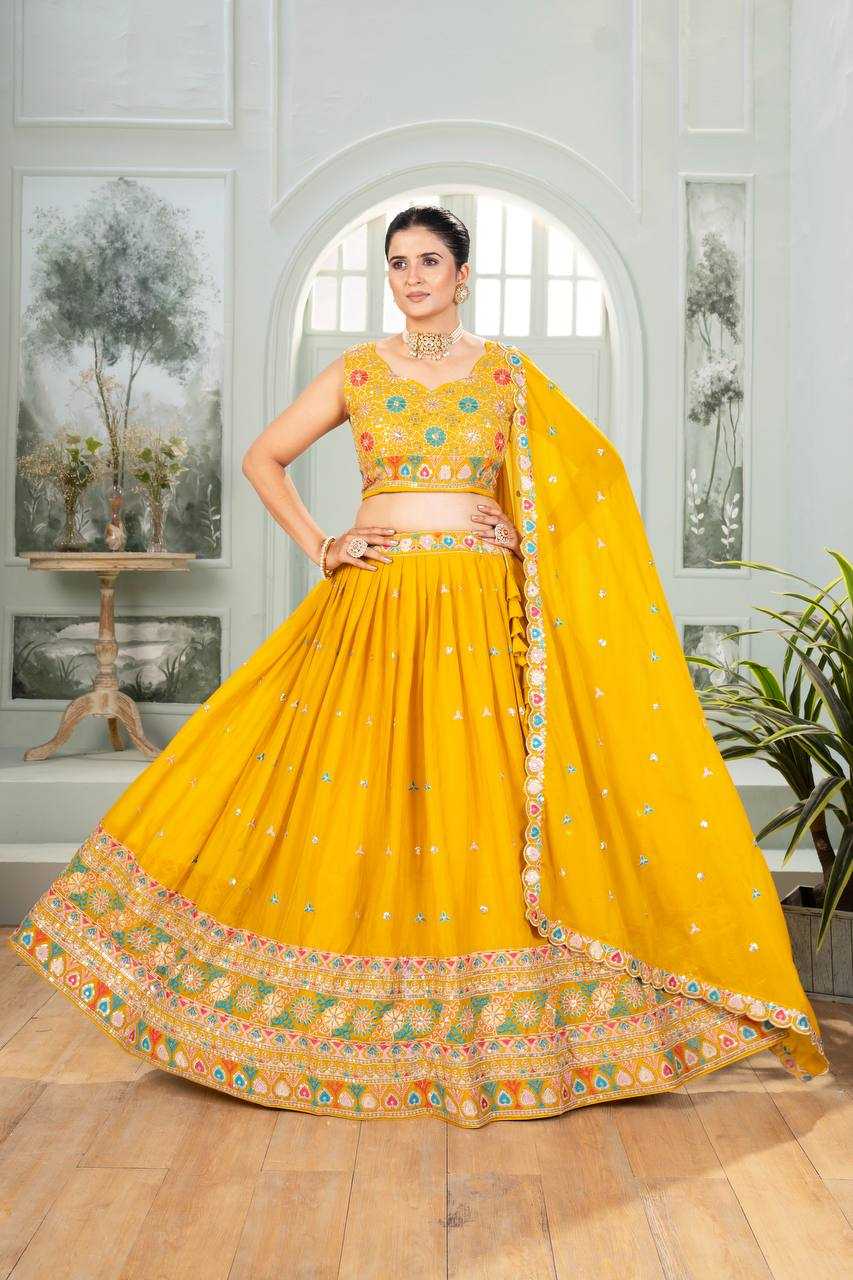Ynf Georgette KESH533 5111 Lehengas Wholesale Fancy Lehenga Embroidered Lehenga Lehenga For Haldi Sequins Lehenga Lehenga With Cancan Manufacturer