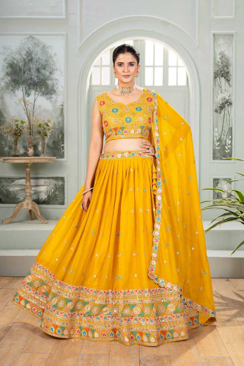 Ynf Georgette KESH533 5111 Lehengas Wholesale Fancy Lehenga Embroidered Lehenga Lehenga For Haldi Sequins Lehenga Lehenga With Cancan Manufacturer