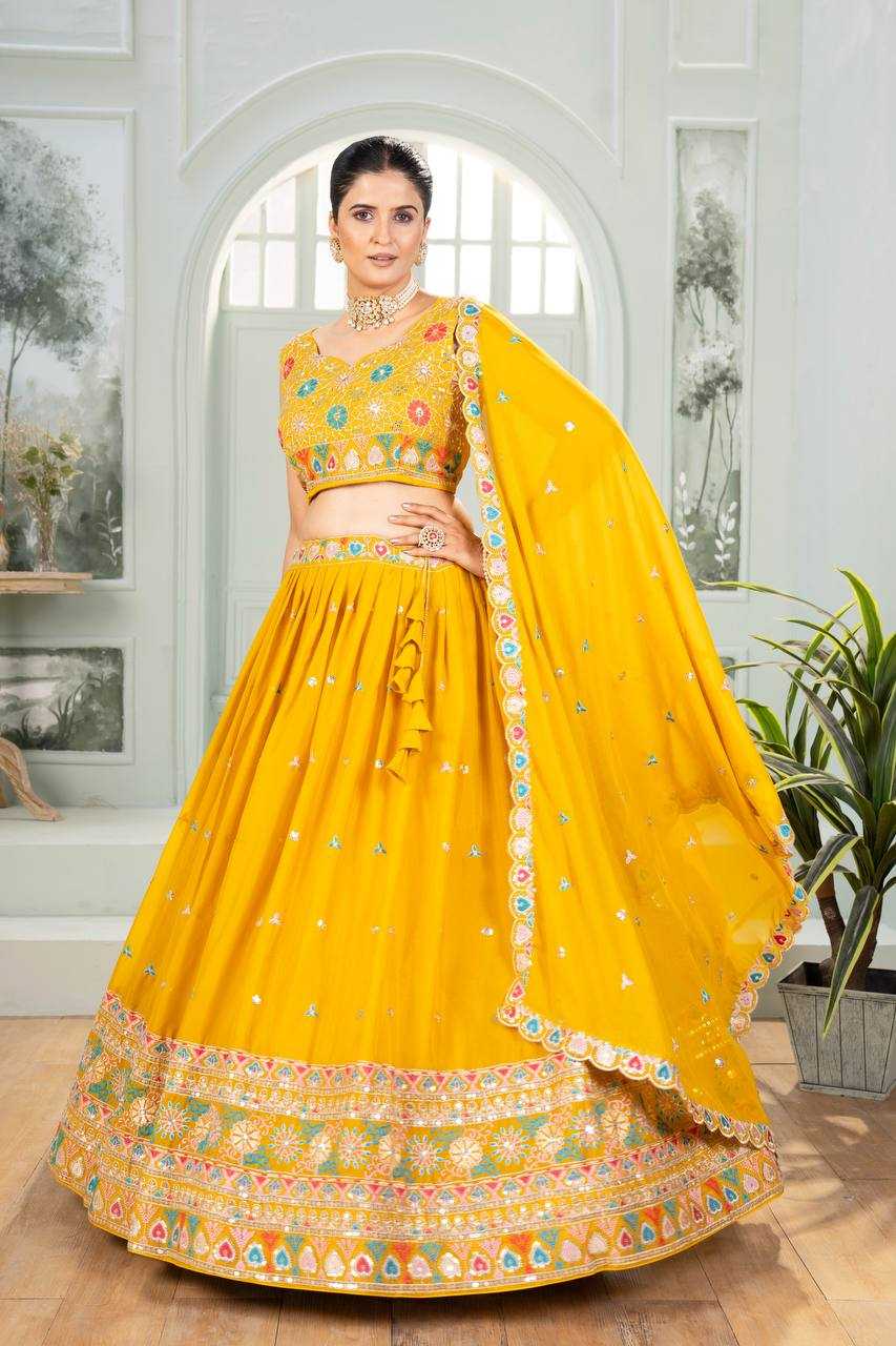 Ynf Georgette KESH533 5111 Lehengas Wholesale Fancy Lehenga Embroidered Lehenga Lehenga For Haldi Sequins Lehenga Lehenga With Cancan Manufacturer