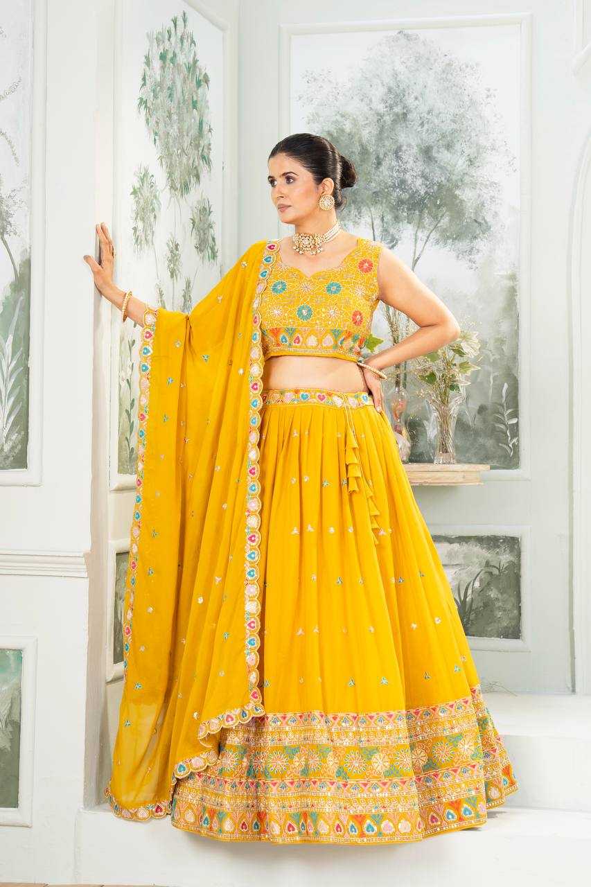 Ynf Georgette KESH533 5111 Lehengas Wholesale Fancy Lehenga Embroidered Lehenga Lehenga For Haldi Sequins Lehenga Lehenga With Cancan Manufacturer