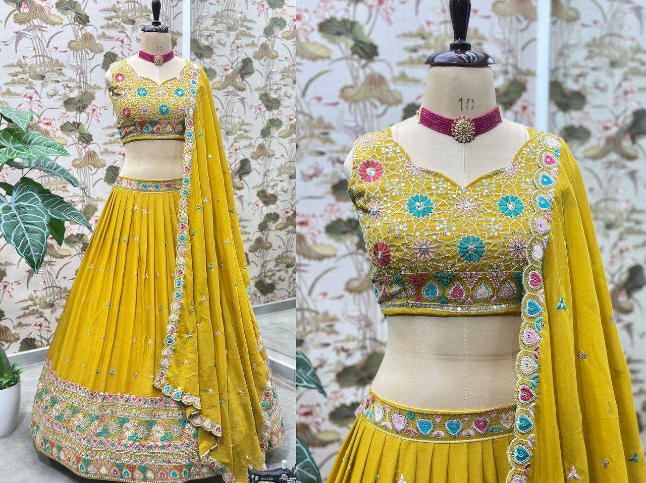 Ynf Georgette KESH533 5111 Lehengas Wholesale Fancy Lehenga Embroidered Lehenga Lehenga For Haldi Sequins Lehenga Lehenga With Cancan Manufacturer