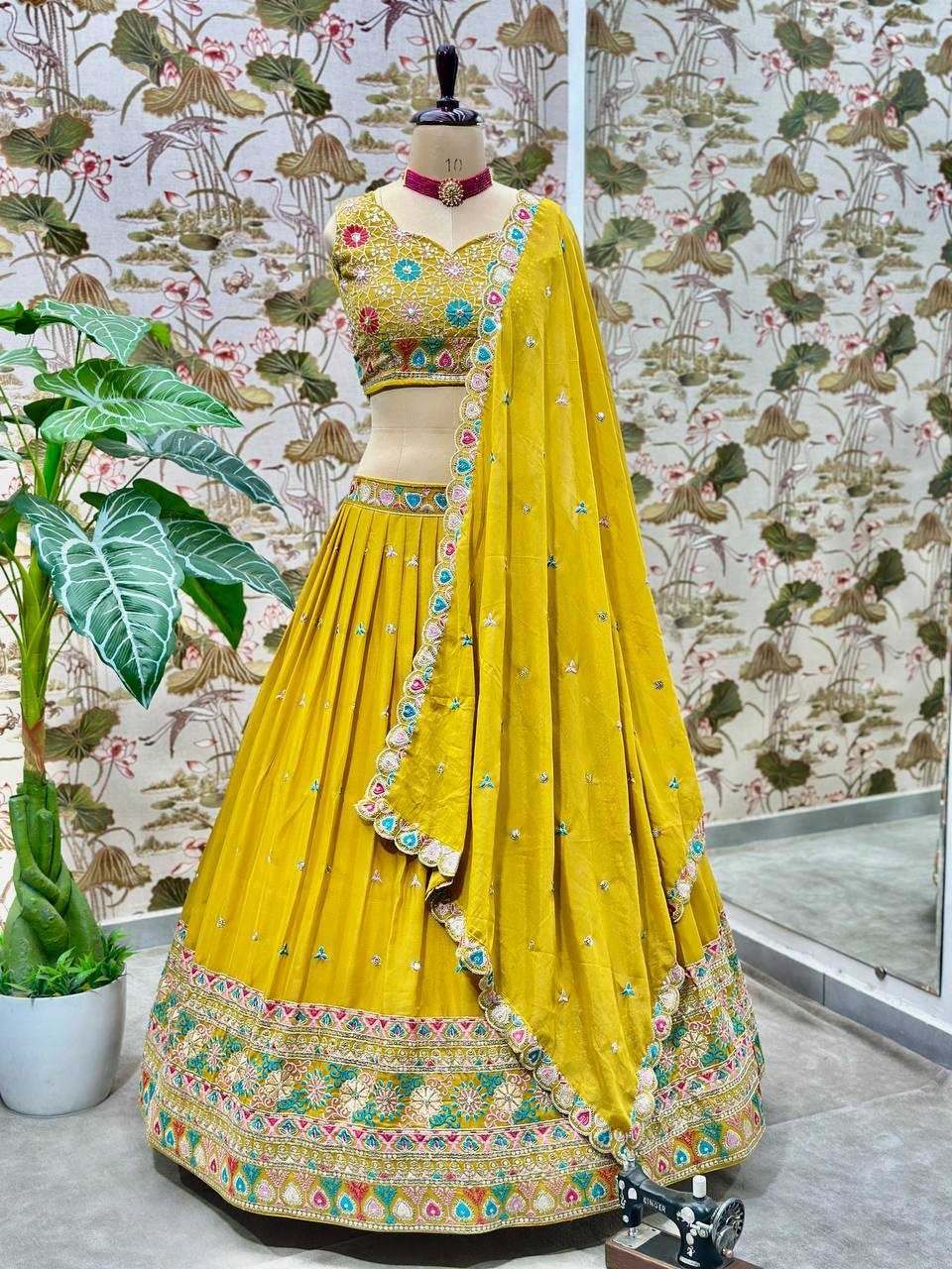 Ynf Georgette KESH533 5111 Lehengas Wholesale Fancy Lehenga Embroidered Lehenga Lehenga For Haldi Sequins Lehenga Lehenga With Cancan Manufacturer
