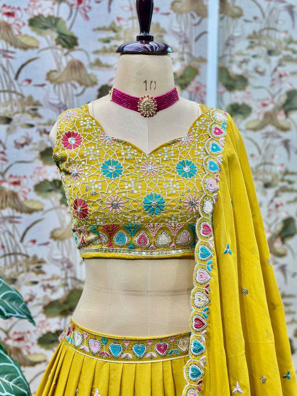 Ynf Georgette KESH533 5111 Lehengas Wholesale Fancy Lehenga Embroidered Lehenga Lehenga For Haldi Sequins Lehenga Lehenga With Cancan Manufacturer
