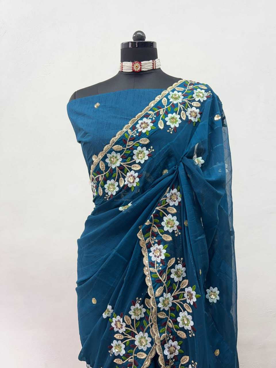 Ynf Georgette KESH543 107 Sarees Wholesale Party Wear Sarees Fancy Sarees Embroidered Sarees Manufacturer