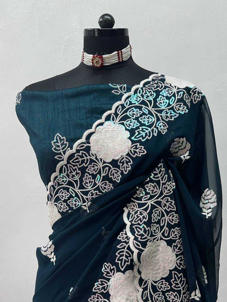 Ynf Georgette KESH543 110 Sarees Wholesale Sequence Sarees Cotton Sarees Manufacturer