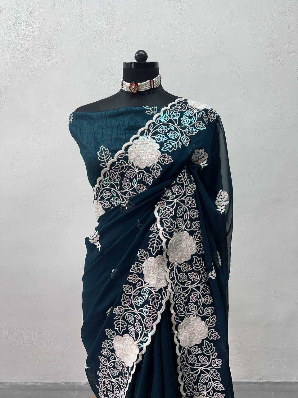 Ynf Georgette KESH543 110 Sarees Wholesale Sequence Sarees Cotton Sarees Manufacturer