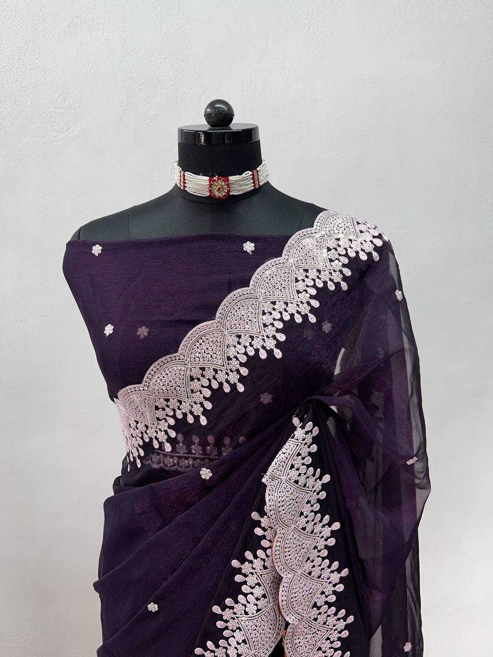 Ynf Georgette KESH543 113 Sarees Wholesale Sequence Sarees Embroidered Sarees Manufacturer