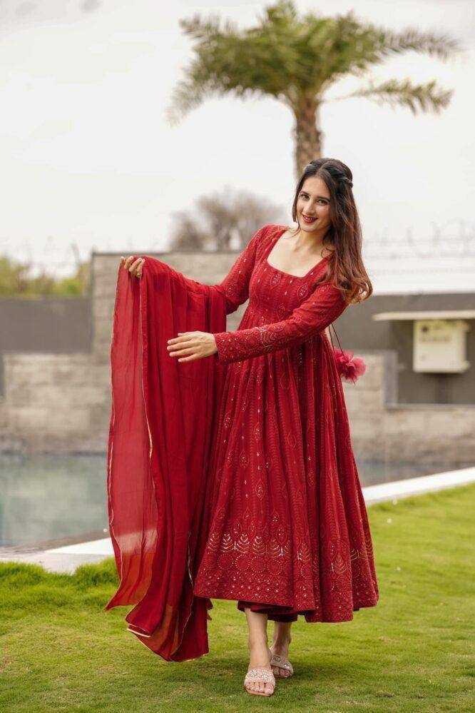 Ynf Georgette KESH544 206 Gowns Wholesale Fancy Gowns Embroidery Gowns Anarkali Gown Party Gowns Manufacturer