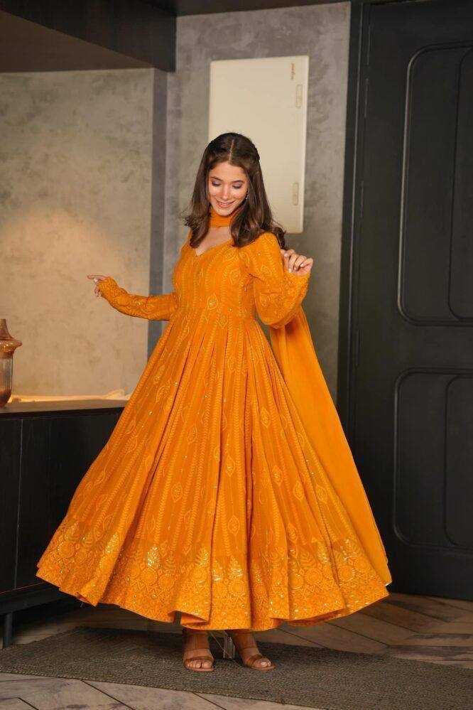 Ynf Georgette KESH544 206 Gowns Wholesale Fancy Gowns Embroidery Gowns Anarkali Gown Party Gowns Manufacturer