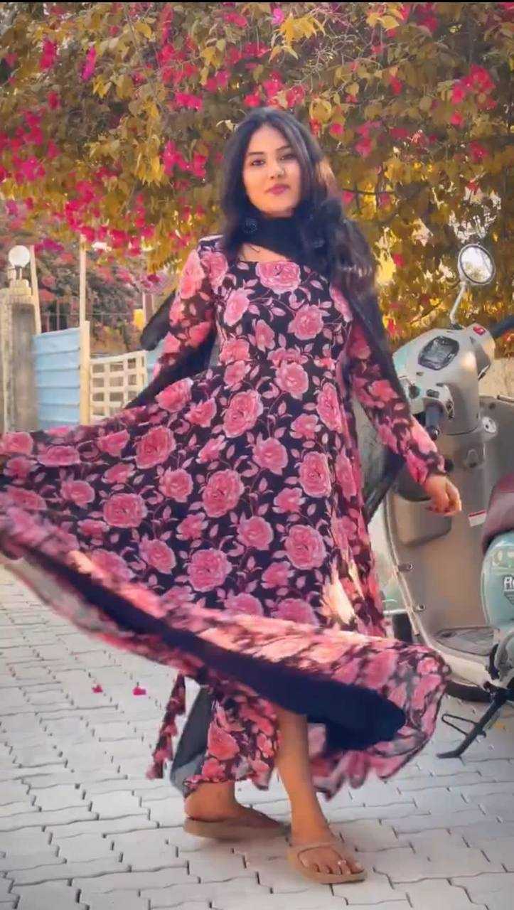 Ynf Georgette KESH544 220 Gowns Wholesale Printed Gowns Fancy Gowns Anarkali Gown Long Gowns Manufacturer
