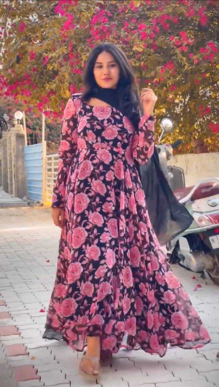 Ynf Georgette KESH544 220 Gowns Wholesale Printed Gowns Fancy Gowns Anarkali Gown Long Gowns Manufacturer