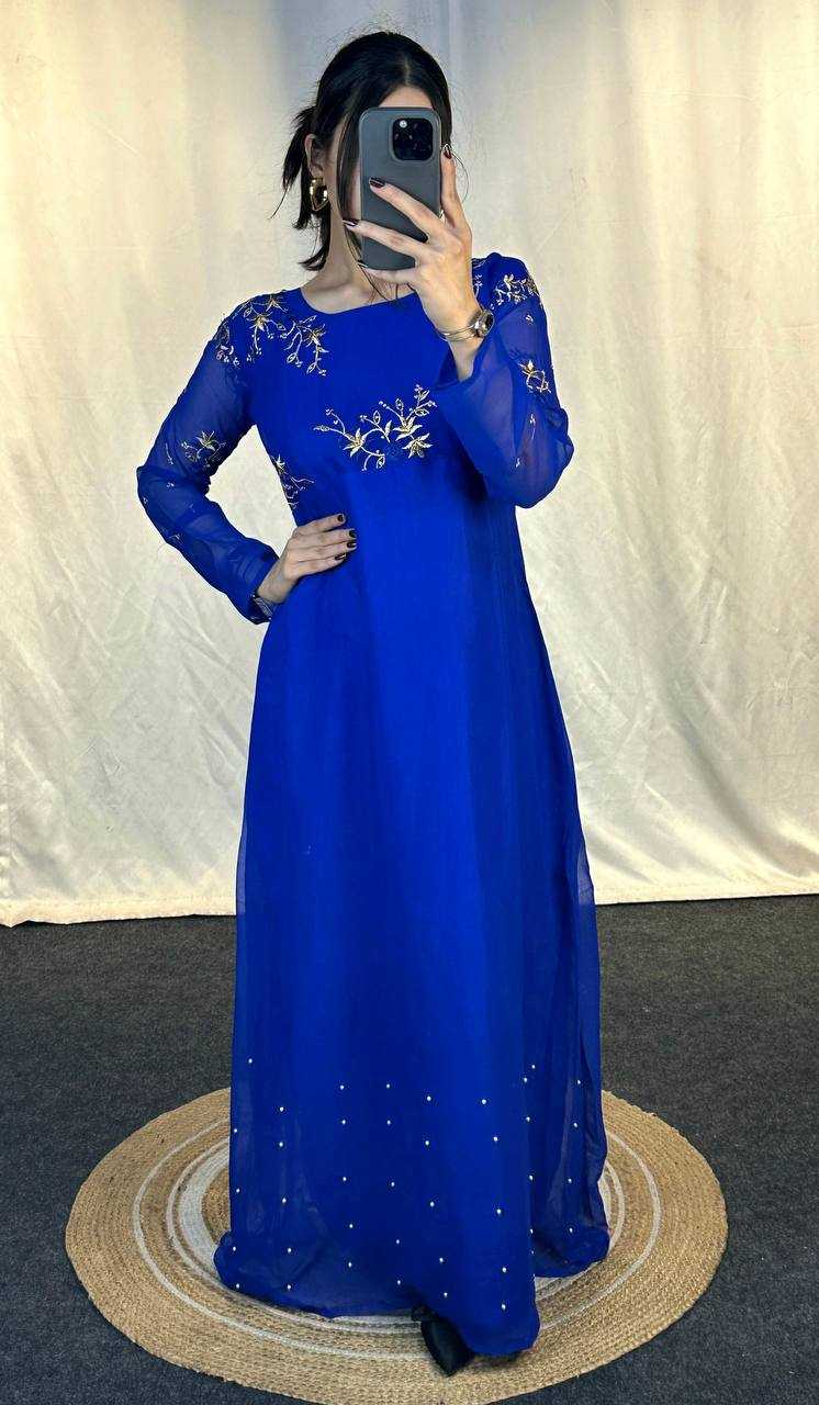Ynf Georgette KESH544 221 Gowns Wholesale Printed Gowns Fancy Gowns Embroidery Gowns Manufacturer