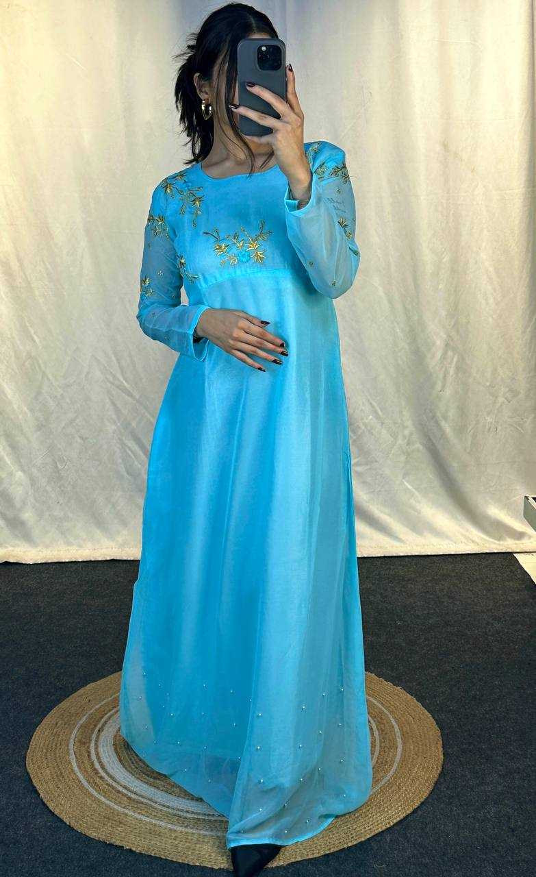Ynf Georgette KESH544 221 Gowns Wholesale Printed Gowns Fancy Gowns Embroidery Gowns Manufacturer