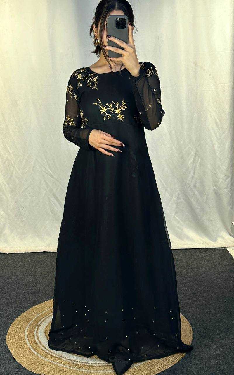Ynf Georgette KESH544 221 Gowns Wholesale Printed Gowns Fancy Gowns Embroidery Gowns Manufacturer