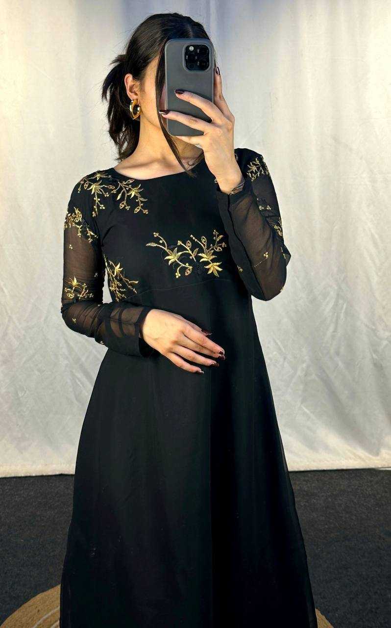 Ynf Georgette KESH544 221 Gowns Wholesale Printed Gowns Fancy Gowns Embroidery Gowns Manufacturer