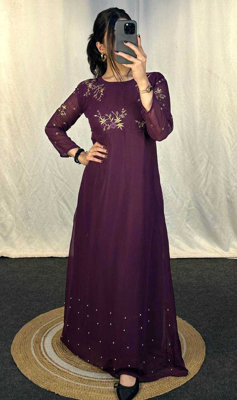 Ynf Georgette KESH544 221 Gowns Wholesale Printed Gowns Fancy Gowns Embroidery Gowns Manufacturer