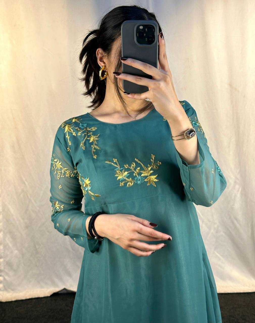 Ynf Georgette KESH544 221 Gowns Wholesale Printed Gowns Fancy Gowns Embroidery Gowns Manufacturer