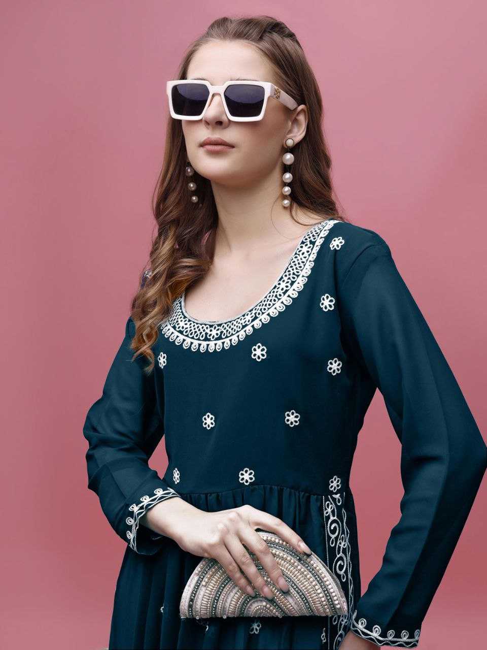 Ynf Georgette KESH552 95 Kurti Wholesale Casual Kurtis Festive Kurtis Anarkali Kurtis Embroidered Kurtis Manufacturer