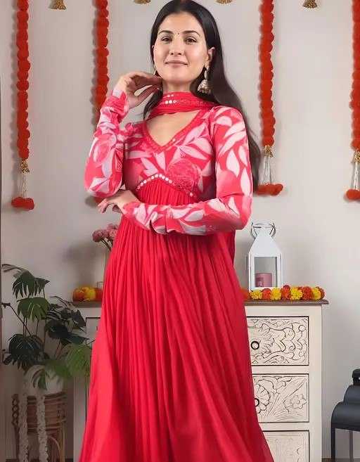 Ynf Georgette KESH559 3008 Gowns Western Wears Festive Collections Wholesale Printed Gowns Anarkali Gown Georgette Gown Manufacturer