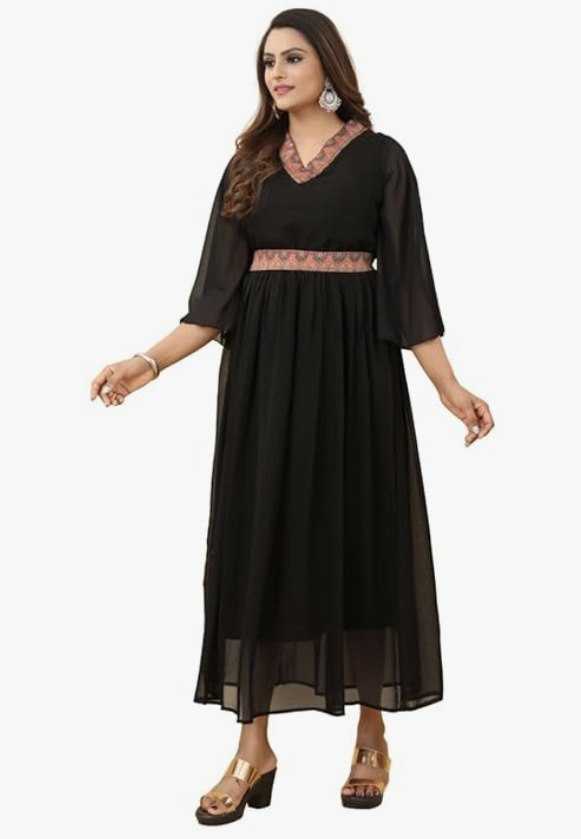 Ynf Georgette KESH559 321 Gowns Wholesale Georgette Gown Black Gown Manufacturer