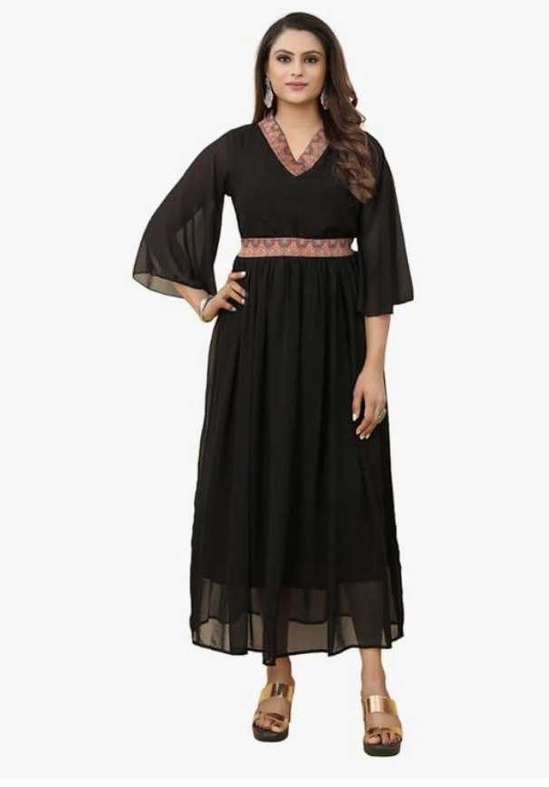 Ynf Georgette KESH559 321 Gowns Wholesale Georgette Gown Black Gown Manufacturer