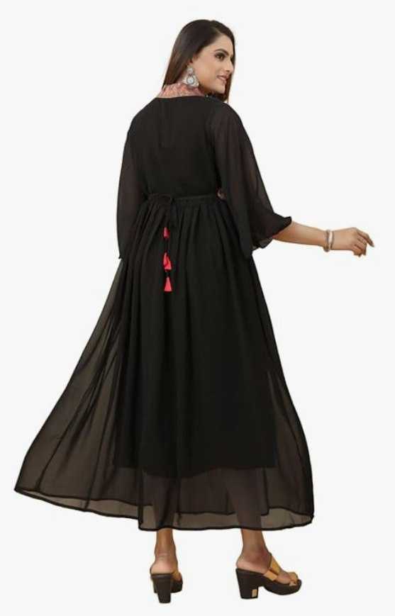 Ynf Georgette KESH559 321 Gowns Wholesale Georgette Gown Black Gown Manufacturer