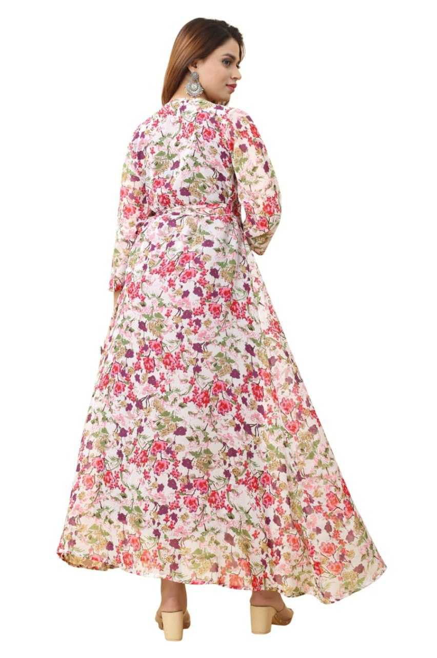 Ynf Georgette KESH559 325 Gowns Wholesale Fancy Gowns Floral Print Gowns Manufacturer