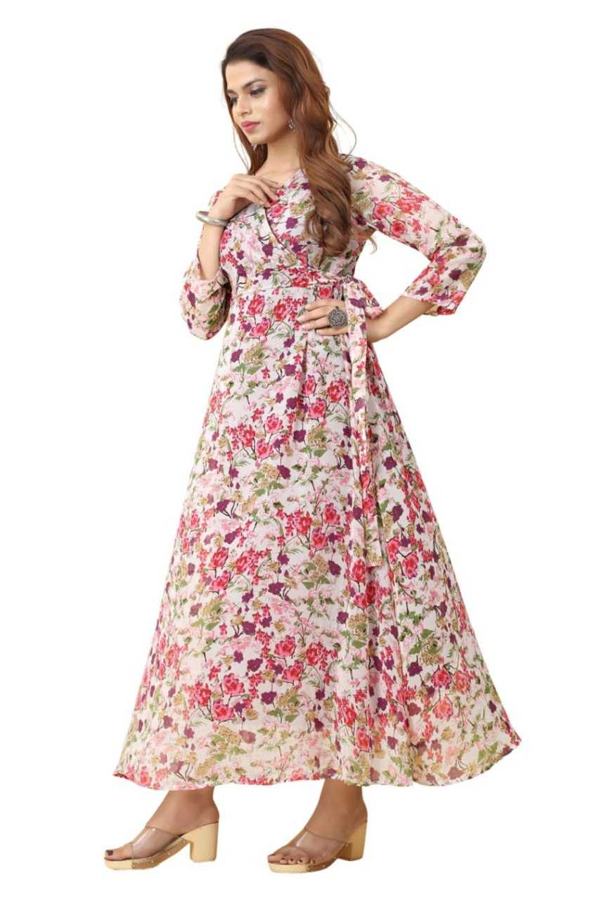 Ynf Georgette KESH559 325 Gowns Wholesale Fancy Gowns Floral Print Gowns Manufacturer