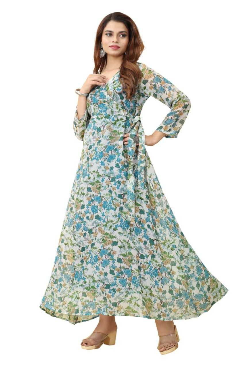 Ynf Georgette KESH559 325 Gowns Wholesale Fancy Gowns Floral Print Gowns Manufacturer