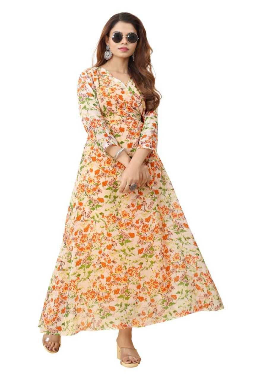 Ynf Georgette KESH559 325 Gowns Wholesale Fancy Gowns Floral Print Gowns Manufacturer