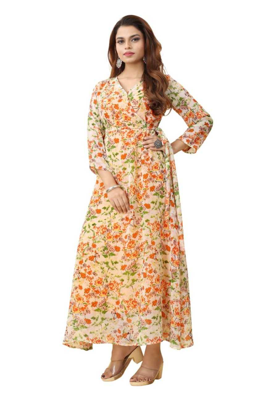 Ynf Georgette KESH559 325 Gowns Wholesale Fancy Gowns Floral Print Gowns Manufacturer