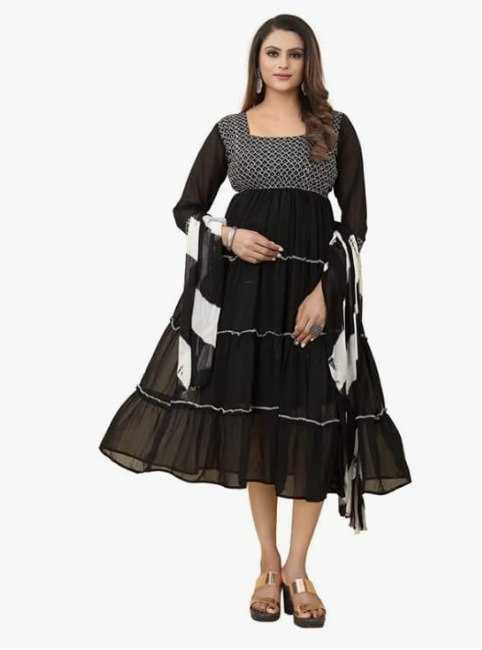 Ynf Georgette KESH559 327 Kurti Wholesale Kurti Bottom With Dupatta Embroidered Kurtis Manufacturer