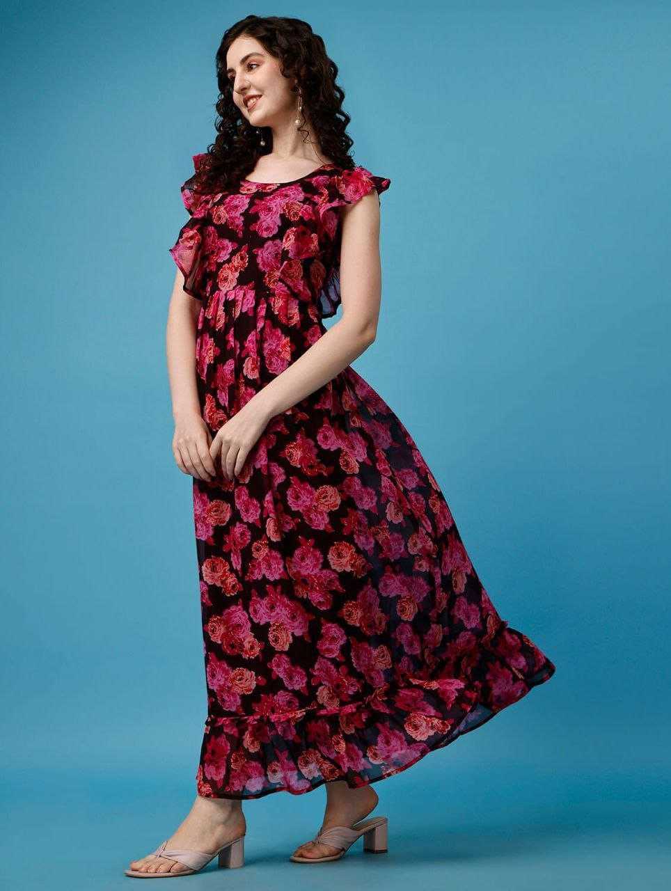 Ynf Georgette KESH559 365 Suits & Dresses Western Wears Festive Collections Wholesale Indo Western Dresses Printed Dresses Georgette Dresses Manufacturer