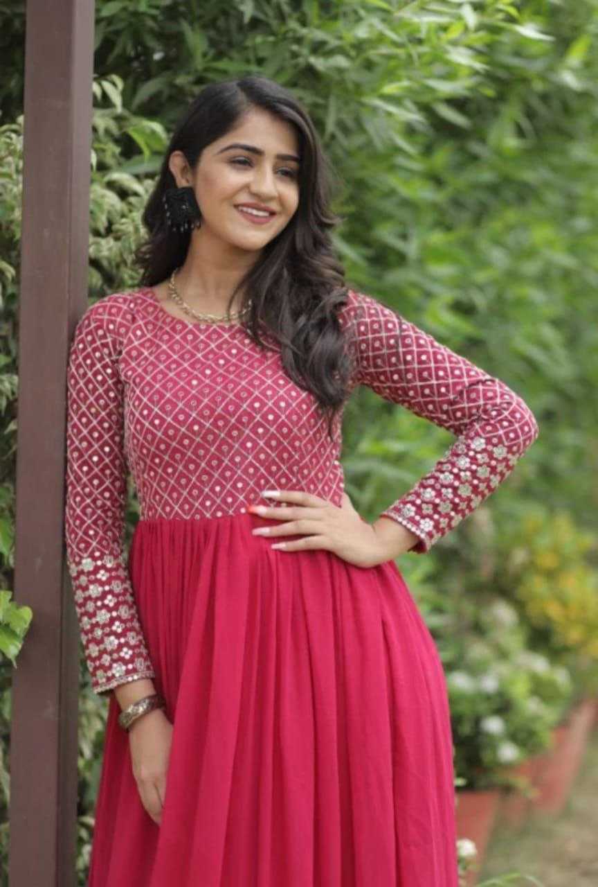 Ynf Georgette KESH559 385 Gowns Western Wears Festive Collections Wholesale Anarkali Gown Georgette Gown Full Sleeve Gowns Manufacturer