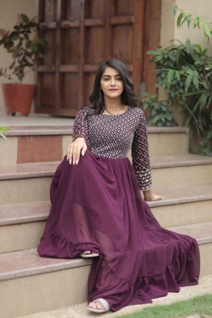 Ynf Georgette KESH559 385 Gowns Western Wears Festive Collections Wholesale Anarkali Gown Georgette Gown Full Sleeve Gowns Manufacturer