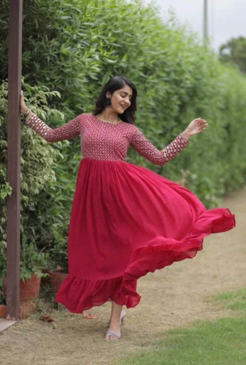 Ynf Georgette KESH559 385 Gowns Western Wears Festive Collections Wholesale Anarkali Gown Georgette Gown Full Sleeve Gowns Manufacturer