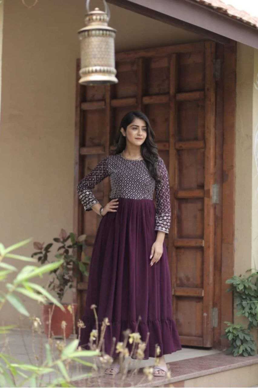 Ynf Georgette KESH559 385 Gowns Western Wears Festive Collections Wholesale Anarkali Gown Georgette Gown Full Sleeve Gowns Manufacturer