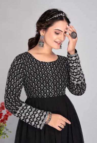 Ynf Georgette KESH559 385 Gowns Western Wears Festive Collections Wholesale Anarkali Gown Georgette Gown Full Sleeve Gowns Manufacturer