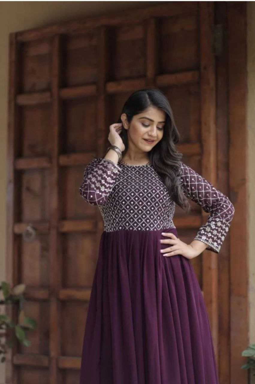 Ynf Georgette KESH559 385 Gowns Western Wears Festive Collections Wholesale Anarkali Gown Georgette Gown Full Sleeve Gowns Manufacturer