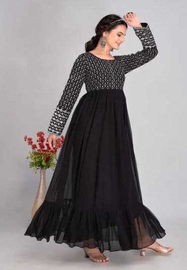 Ynf Georgette KESH559 385 Gowns Western Wears Festive Collections Wholesale Anarkali Gown Georgette Gown Full Sleeve Gowns Manufacturer