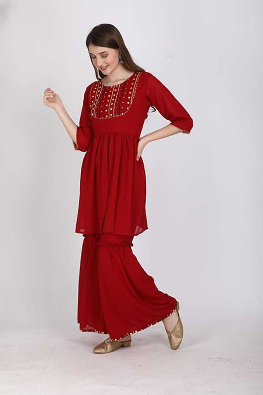 Ynf Georgette KESH559 kurta with sharara Suits & Dresses Wholesale Sharara Salwar Suits Embroidery Suits Manufacturer