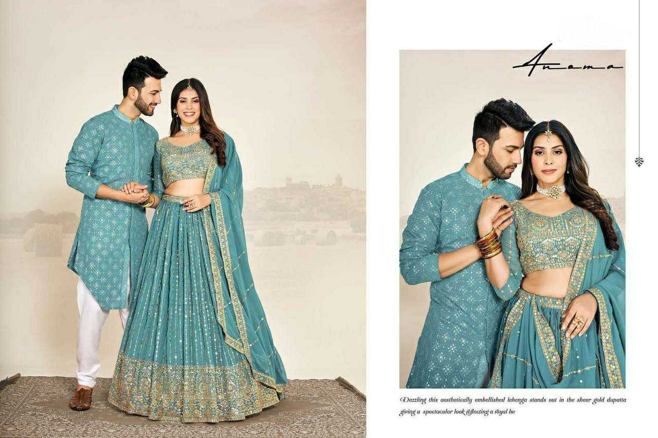 Ynf Georgette RIN131 03 Couple Wear Wholesale Couple Matching Ethnic Outfits Manufacturer