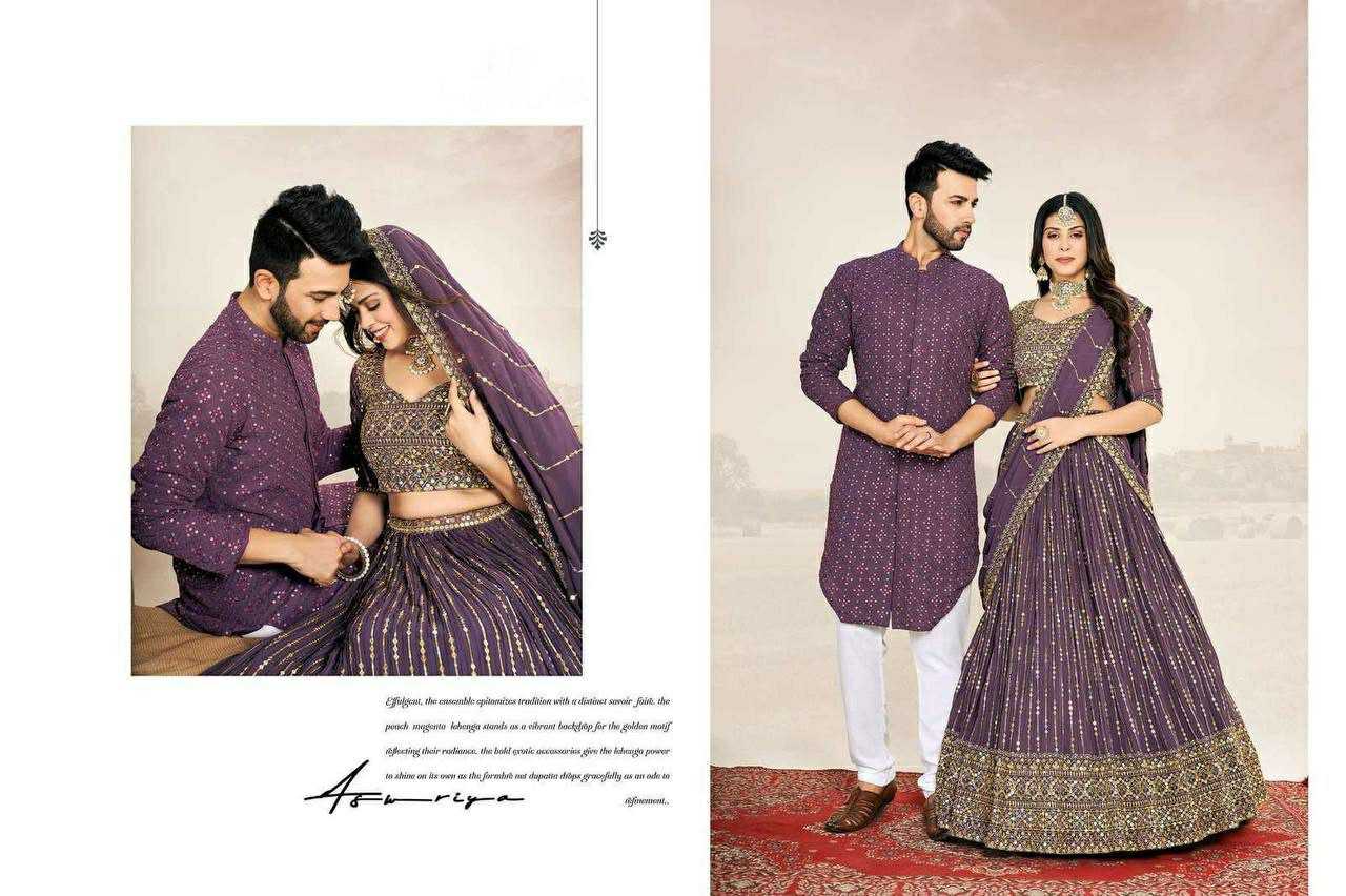 Ynf Georgette RIN131 03 Couple Wear Wholesale Couple Matching Ethnic Outfits Manufacturer