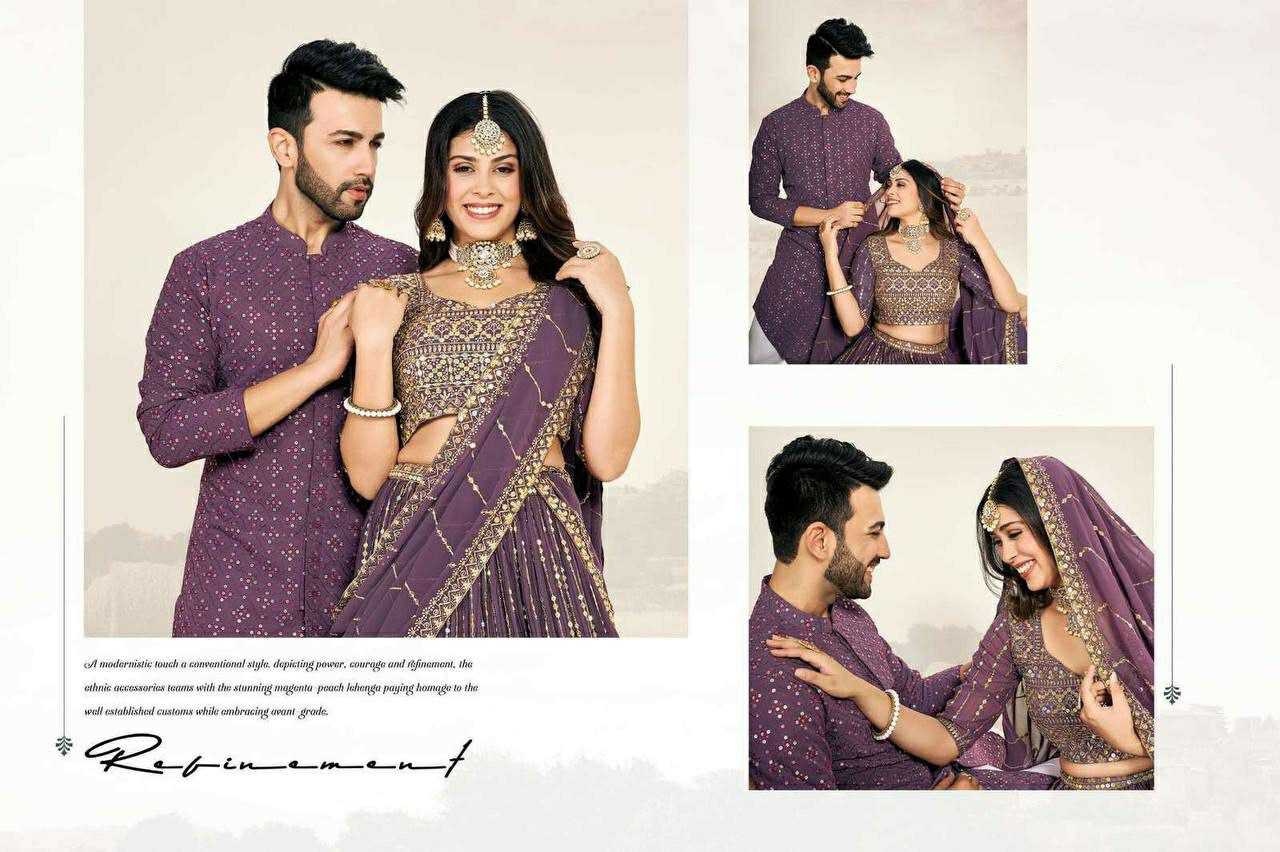 Ynf Georgette RIN131 03 Couple Wear Wholesale Couple Matching Ethnic Outfits Manufacturer